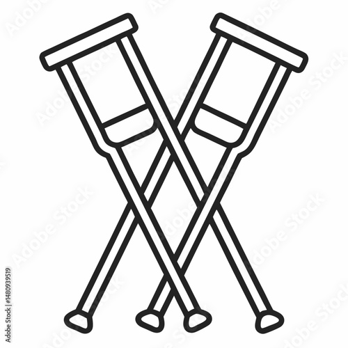 A pair of crutches are crossed