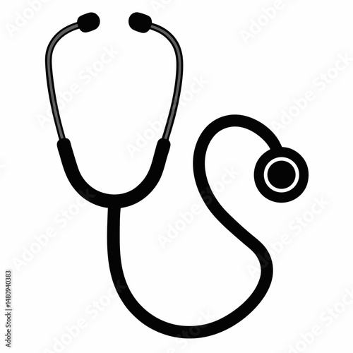 A simple black and white drawing of a stethoscope.