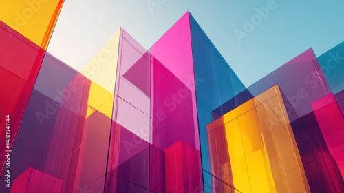 Wallpaper Mural Colorful glass architecture abstract building design geometric background Torontodigital.ca