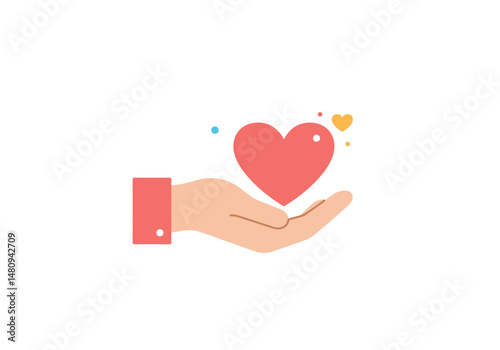 Hand Holding Heart Symbolizing Love and Care  