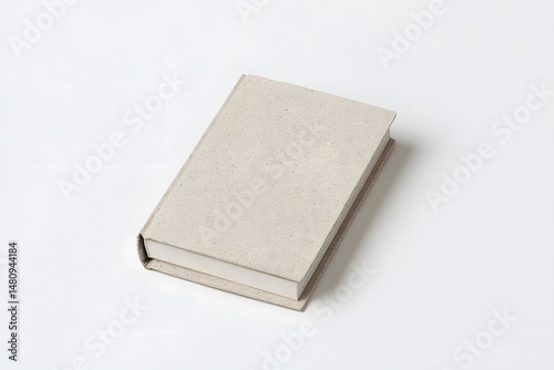 Beige Linen Textured Book Mockup Isolated on White Background