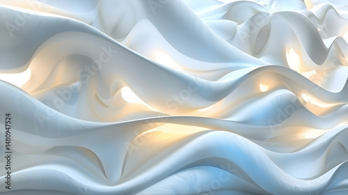 A white abstract background with smooth flowing curves and soft lighting creating a gentle texture