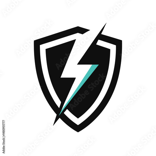 Shield with Lightning Bolt Power Vector Design