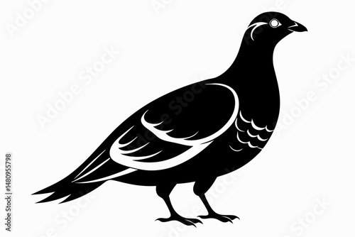 ptarmigan silhouette line art vector illustration with a white background