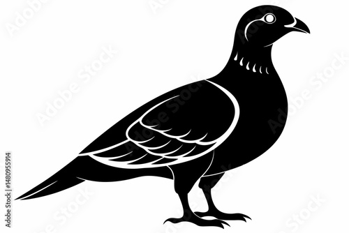 ptarmigan silhouette line art vector illustration with a white background