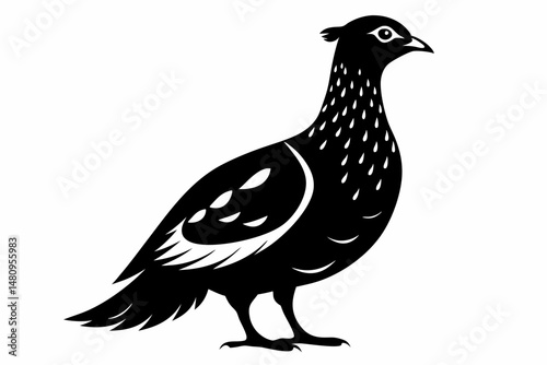 ptarmigan silhouette line art vector illustration with a white background