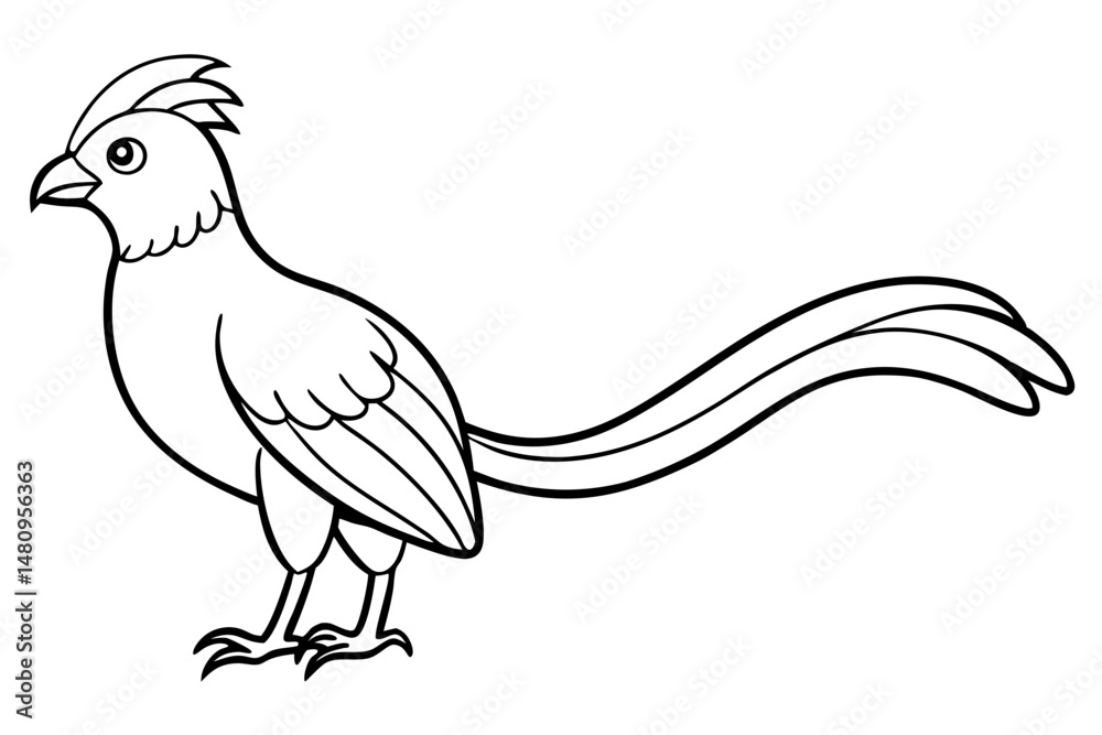 Fototapeta premium quetzal silhouette line art vector illustration with a white background