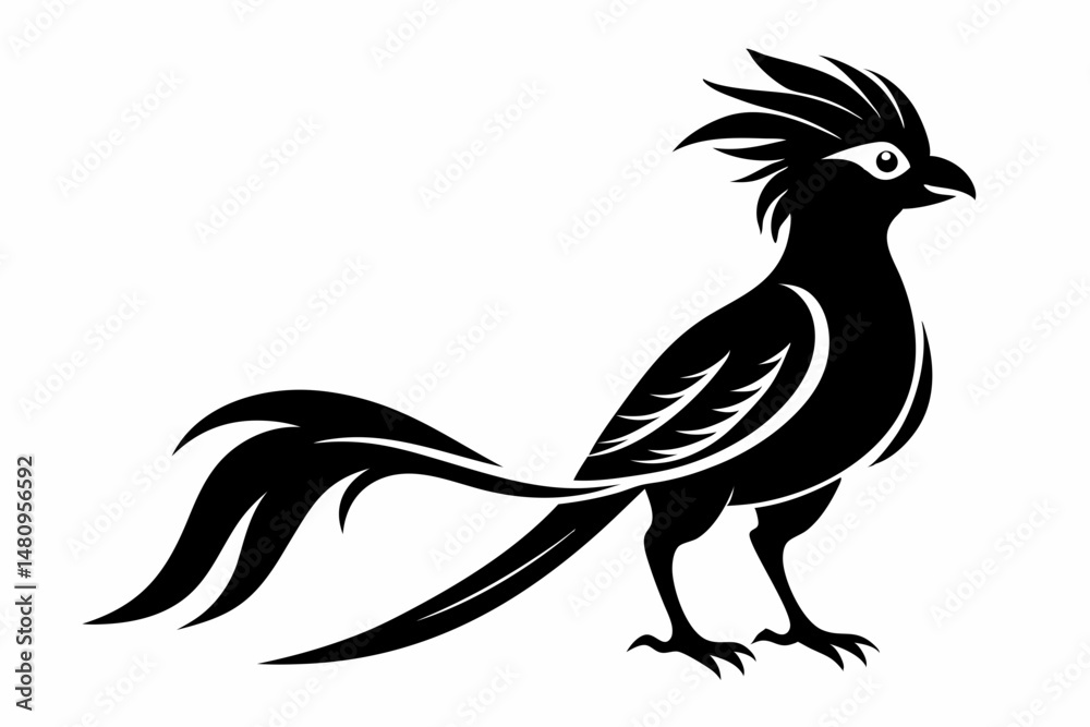 Fototapeta premium quetzal silhouette line art vector illustration with a white background
