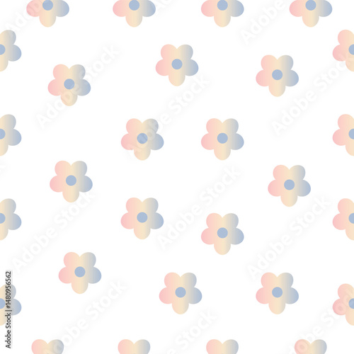 Seamless pastel flower pattern with soft colors and gentle floral motifs. Perfect for fabric, wallpaper, wrapping paper, and feminine design themes.