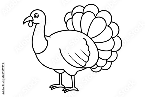 turkey silhouette line art vector illustration with a white background