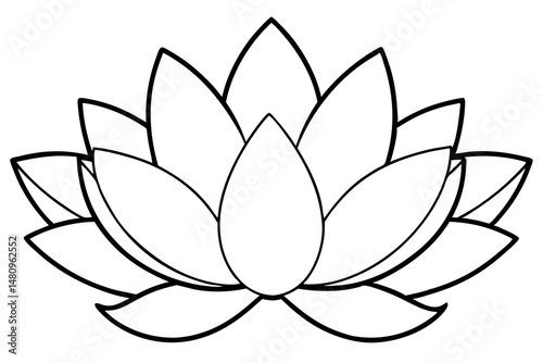 lotus silhouette line art vector illustration with a white background