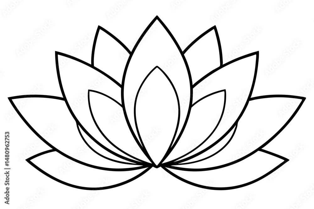 Fototapeta premium lotus silhouette line art vector illustration with a white background