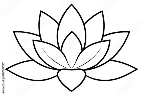 lotus silhouette line art vector illustration with a white background