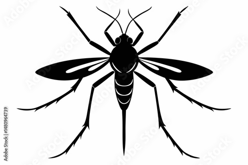 mosquito silhouette line art vector illustration with a white background