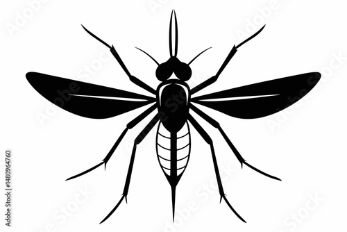 mosquito silhouette line art vector illustration with a white background
