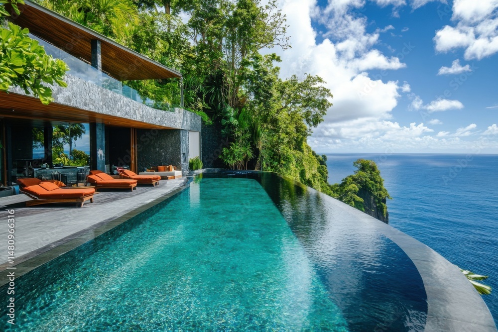 Obraz premium Luxury Cliffside Villa with Infinity Pool