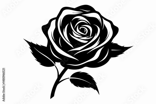 rose silhouette line art vector illustration with a white background