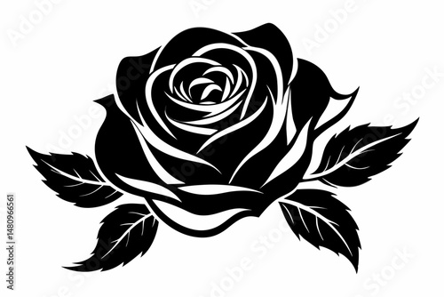 rose silhouette line art vector illustration with a white background