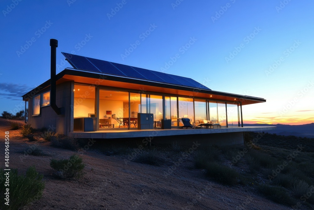 Modern Sustainable Home at Sunset Modern Sustainable Home at Sunset