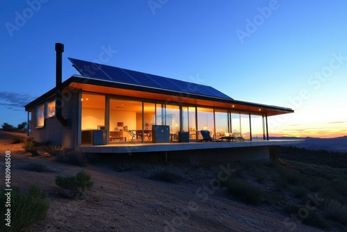 Modern Sustainable Home at Sunset