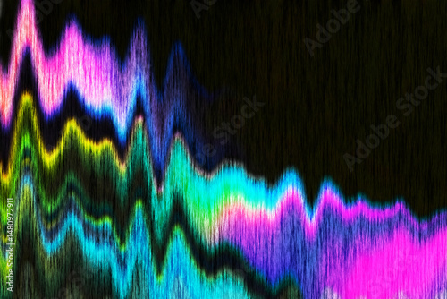 Abstract Neon Waveform Texture. Vibrant Viber Lines on Dark Futuristic Background.