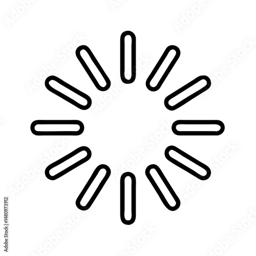 minimalist black and white line icon of circular loading spinner or buffering symbol representing app waiting state in mobile ux interface