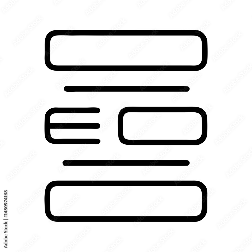 minimalist black and white line icon of mobile form layout with text fields and buttons for input interface in app ux design minimalist black and white line icon of mobile form layout with text fields and buttons for input interface in app ux design
