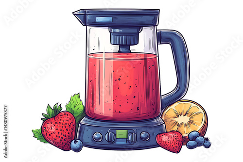 Hand-drawn blender cartoon isolated on transparent background
