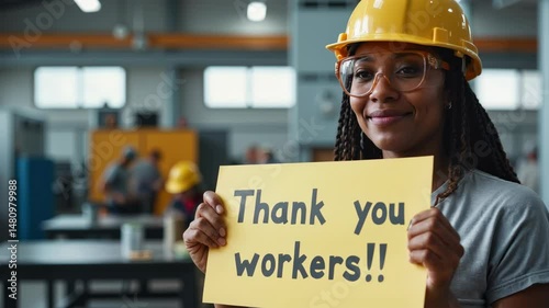 Workers are celebrated for their contributions in a lively industrial setting with heartfelt gratitude and teamwork on display