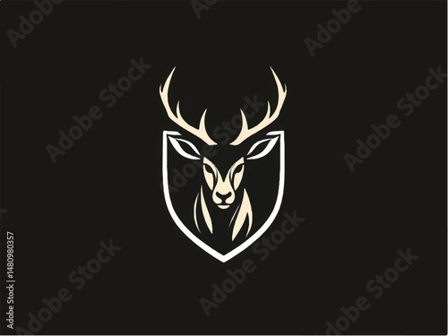 Deer logo design. Minimalistic Deer symbol for logo design. Deer head. Vector illustration. 
