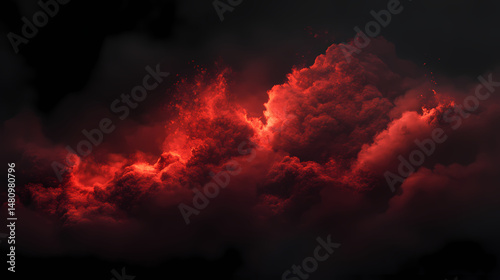 A red cloud of powder on black background. [Steamspire Wastes] | Oxide Horizon | red cloud. Illustration