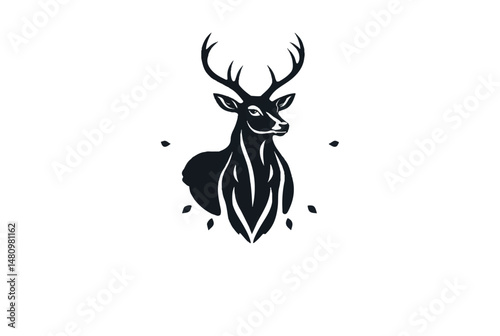 Deer logo design. Minimalistic Deer symbol for logo design. Deer head. Vector illustration. 