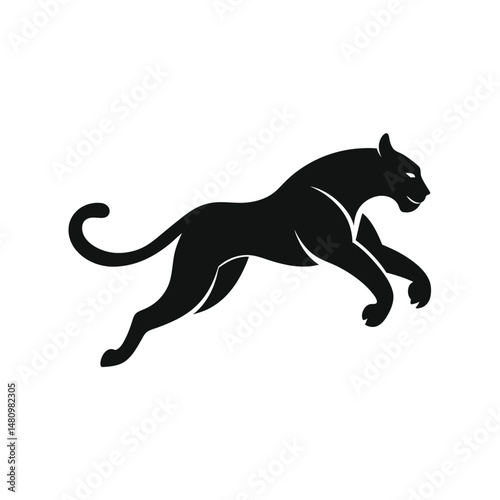 Vector Design of a Leaping Panther or Black Cat