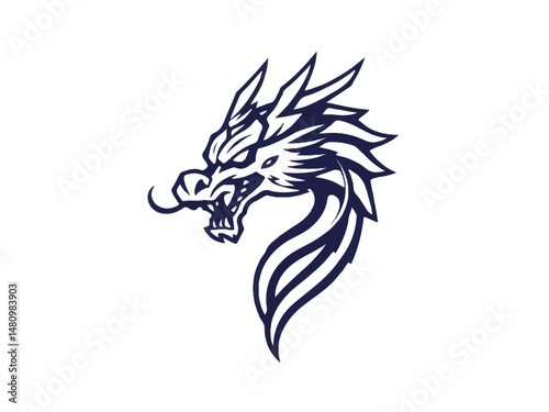 Dragon logo. Dragon head logo design. Illustration of dragon head.