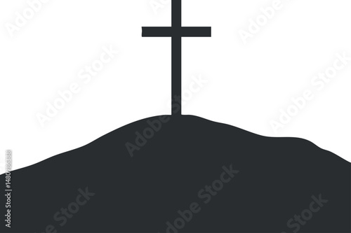 Silhouette of a Christian cross on a hill representing faith and spirituality in Christianity