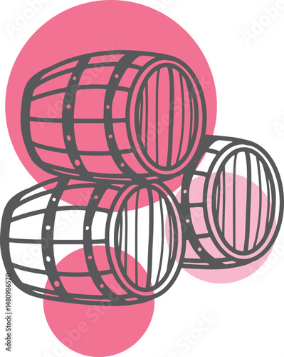 Winemaking. The process of making wine. Drawing, engraving, ink, line art, vector	
