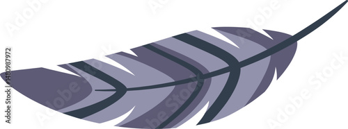 Floating gracefully in the air, a light purple feather adorned with dark purple stripes embodies qualities of lightness, softness, and freedom, evoking a sense of serenity and inspiration