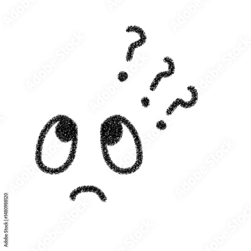 Konstfotografi かわいい考える表情の線画イラスト　黒色