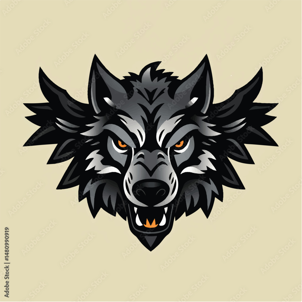 Fototapeta premium Wolf logo, wolf mascot. Minimalistic wolf logo icon. Wolf Logo Vector Illustration 