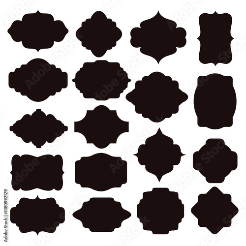 Set of black silhouette frames for badges