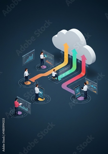 Wallpaper Mural Cloud computing networking with technology and users Torontodigital.ca