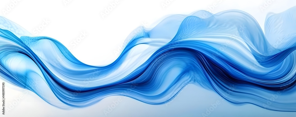 Fototapeta premium Swirling abstract blue and white fluid acrylics, ethereal texture , abstract, white, wave