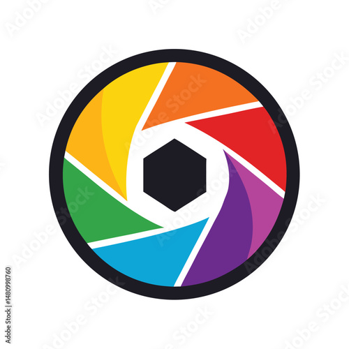 Zoom Lens Logo with Circular Viewfinder Concept