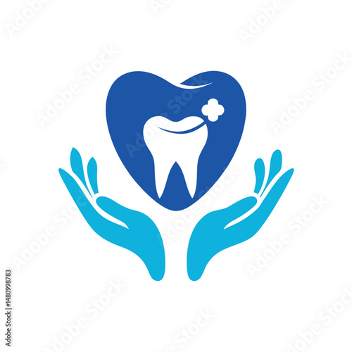 Dental Clinic Logo with Tooth and Care Symbol