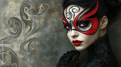 The face of a woman is illustrated, featuring closed eyes and hair adorned with circles, on a background with texture