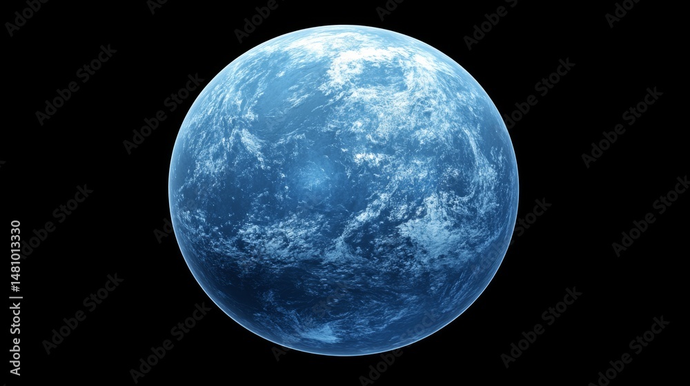 Fototapeta premium Against a dark cosmic backdrop, Planet Earth is visible, showcasing its continents, oceans, and cloud formations