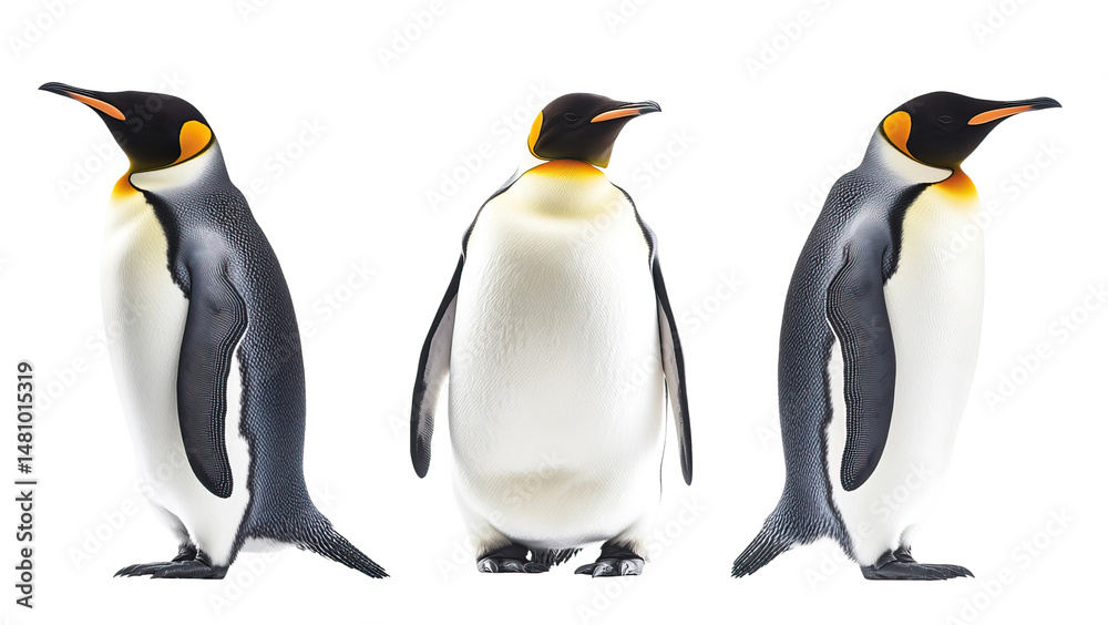 Fototapeta premium Set of different penguin species waddling. Each element is separately