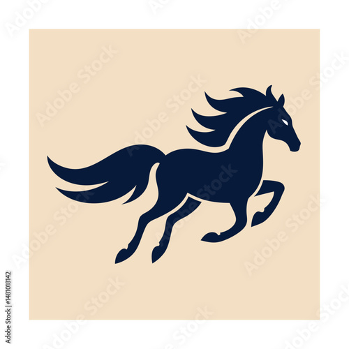 Running Horse Logo with Flowing Mane Design
