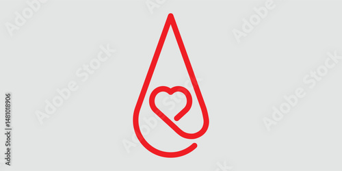 Red blood drop vector icon isolated on white background.