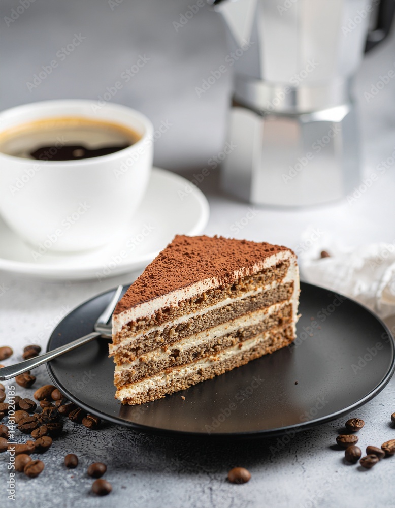 tiramisu and coffee